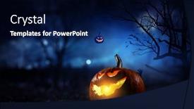  Presentation with design - PPT theme consisting of halloween-design-with-pumpkins-mixed background and a navy blue colored foreground