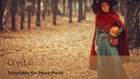  Presentation with fairy tales - PPT theme consisting of halloween-fairy-tales-beautiful-young background and a coral colored foreground