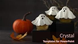  Presentation with ghost - Theme having halloween-fondant-ghost-cupcakes background and a wine colored foreground