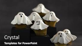  Presentation with ghost - PPT theme consisting of halloween-fondant-ghost-cupcakes background and a black colored foreground