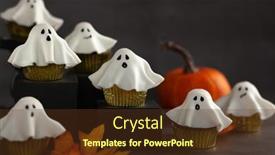  Presentation with ghost - Amazing presentation design having halloween-fondant-ghost-cupcakes backdrop and a tawny brown colored foreground