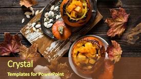  Presentation with baby intensive care - Slide deck featuring halloween food - baby pumpkins filled with roasted background and a tawny brown colored foreground