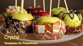  Presentation with halloween - Presentation theme featuring halloween food - candied apples on sticks close background and a tawny brown colored foreground
