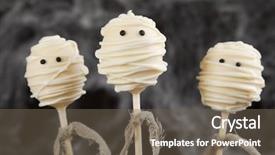  Presentation with cake - Audience pleasing slide deck consisting of halloween food - mummy cake pops backdrop and a tawny brown colored foreground
