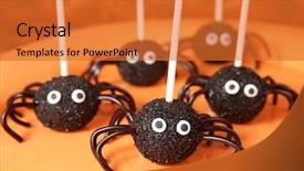  Presentation with spider - Colorful slides enhanced with halloween food - spider cake pops backdrop and a gold colored foreground