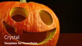  Presentation with black jack - Slide deck featuring halloween funny jack-o-lantern over black background background and a tawny brown colored foreground