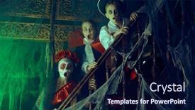  Presentation with carnival - Slide set enhanced with spooky - halloween funny scared kids background and a navy blue colored foreground