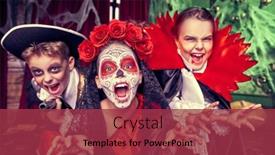  Presentation with carnival - Slide deck featuring halloween-funny-scared-kids background and a red colored foreground
