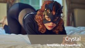  Presentation with costume - Cool new theme with halloween game - seductive playful cat-woman in sexy backdrop and a coral colored foreground