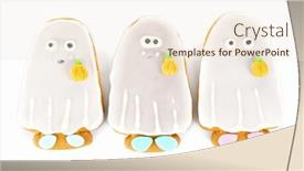  Presentation with ghost - Presentation with halloween ghost cookies isolated on white background background and a cream colored foreground