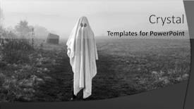  Presentation with ghost - Slides consisting of halloween-ghost-in-foggy-landscape background and a light gray colored foreground