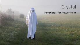  Presentation with ghost - Slides enhanced with halloween-ghost-in-foggy-landscape background and a light gray colored foreground