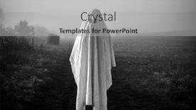  Presentation with ghost - Theme with halloween-ghost-in-foggy-landscape background and a light gray colored foreground
