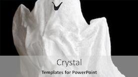  Presentation with ghost - Beautiful slide set featuring halloween-ghost-isolated-on-black backdrop and a light gray colored foreground