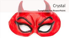  Presentation with devil - Beautiful PPT layouts featuring halloween ghosts - devil mask isolated backdrop and a sky blue colored foreground