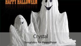  Presentation with ghosts - Colorful presentation design enhanced with halloween ghosts isolated on black backdrop and a light gray colored foreground