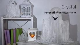  Presentation with ghosts - Presentation theme consisting of halloween-ghosts-on-home-interior background and a light gray colored foreground