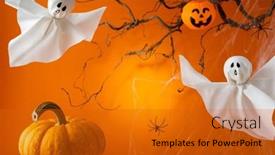  Presentation with ghosts - Slide set featuring halloween-ghosts-with-funny-pumpkin background and a gold colored foreground