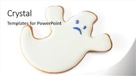  Presentation with gingerbread - Presentation theme having halloween gingerbread cookie isolated on white background and a white colored foreground