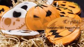 Presentation with gingerbread - Slide set enhanced with tombstone - halloween gingerbread cookies background and a gold colored foreground