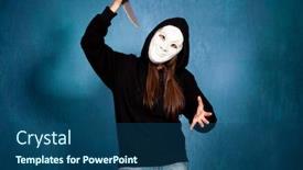  Presentation with halloween - PPT layouts with halloween-girl-with-white-mask background and a ocean colored foreground