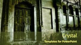  Presentation with creepy haunted house - Audience pleasing presentation consisting of halloween haunted creepy old house backdrop and a tawny brown colored foreground