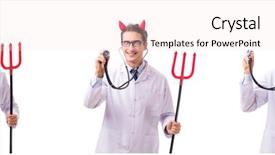 Presentation with medical heart - PPT theme featuring halloween heart - devil doctor in funny medical background and a lemonade colored foreground
