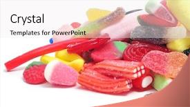  Presentation with pile - Slide set with halloween heart - pile of candies background and a sky blue colored foreground