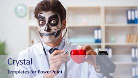 Presentation with lab analyzer - Audience pleasing theme consisting of halloween heart - scary monster doctor working backdrop and a  colored foreground