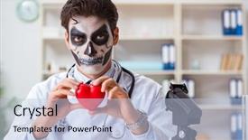  Presentation with england textile lab tearing - PPT layouts featuring halloween heart - scary monster doctor working background and a light blue colored foreground