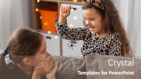  Presentation with spider - Presentation theme with halloween-holiday-and-childhood-concept background and a violet colored foreground