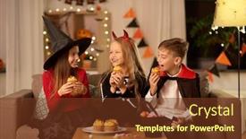  Presentation with girls night - Presentation theme consisting of halloween-holiday-and-childhood-concept background and a tawny brown colored foreground