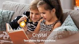  Presentation with kids reading book - Presentation theme featuring halloween-holiday-and-childhood-concept background and a tawny brown colored foreground