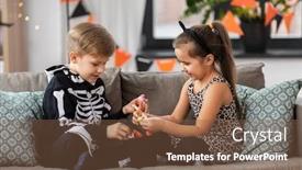  Presentation with crime halloween concept blood dripping - Amazing PPT theme having halloween-holiday-and-childhood-concept backdrop and a tawny brown colored foreground