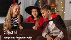  Presentation with childhood - Audience pleasing slide set consisting of halloween-holiday-and-childhood-concept backdrop and a tawny brown colored foreground