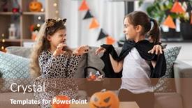  Presentation with childhood - Colorful presentation enhanced with halloween-holiday-and-childhood-concept backdrop and a red colored foreground