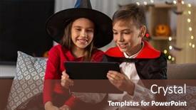  Presentation with childhood - Amazing PPT layouts having halloween-holiday-and-childhood-concept backdrop and a tawny brown colored foreground