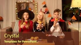  Presentation with girls night - Beautiful PPT theme featuring halloween-holiday-and-childhood-concept backdrop and a tawny brown colored foreground