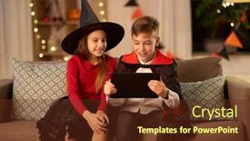  Presentation with childhood - Slide set with halloween-holiday-and-childhood-concept background and a tawny brown colored foreground