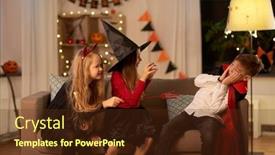  Presentation with girls night - Colorful presentation design enhanced with halloween-holiday-and-childhood-concept backdrop and a tawny brown colored foreground