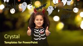  Presentation with devil - Amazing presentation design having halloween-holiday-and-childhood-concept backdrop and a tawny brown colored foreground