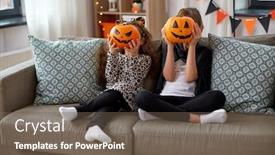  Presentation with childhood - Audience pleasing PPT theme consisting of halloween-holiday-and-childhood-concept backdrop and a violet colored foreground