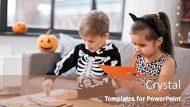  Presentation with childhood - PPT theme enhanced with halloween-holiday-and-childhood-concept background and a coral colored foreground