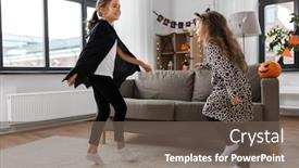  Presentation with childhood - Beautiful PPT theme featuring halloween-holiday-and-childhood-concept backdrop and a violet colored foreground