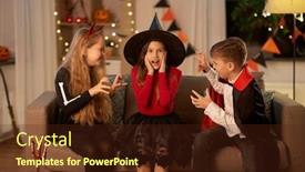  Presentation with girls night - PPT theme consisting of halloween-holiday-and-childhood-concept background and a tawny brown colored foreground