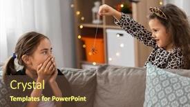  Presentation with spider - Cool new PPT layouts with halloween-holiday-and-childhood-concept backdrop and a tawny brown colored foreground