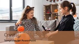  Presentation with sharing - Theme with halloween-holiday-and-childhood-concept background and a coral colored foreground