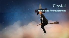  Presentation with starry night - PPT theme consisting of halloween-holiday-and-childhood-concept background and a ocean colored foreground