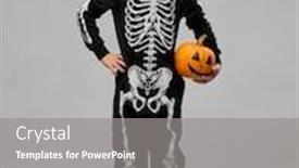  Presentation with skeleton bones - Beautiful PPT theme featuring halloween-holiday-and-childhood-concept backdrop and a gray colored foreground