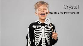  Presentation with skeleton bones - Presentation theme having halloween-holiday-and-childhood-concept background and a light gray colored foreground